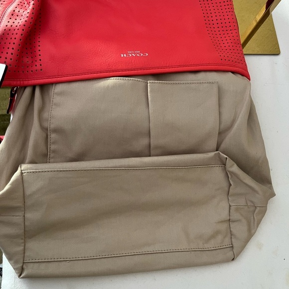 Coach Legacy Perforated Leather Duffle Crossbody Bag Red Watermelon Snow - Picture 5 of 15